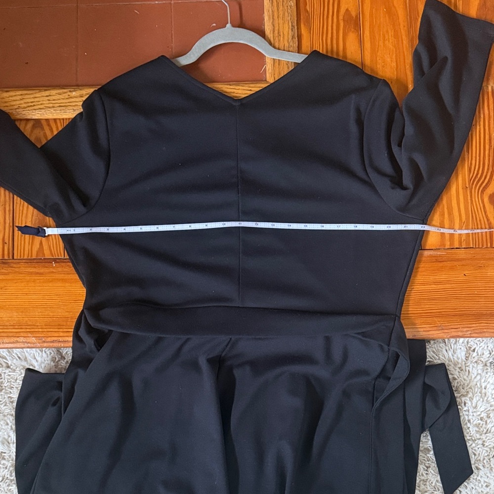Lands' End Black Long Sleeve Faux Wrap Dress - Picture 9 of 12
